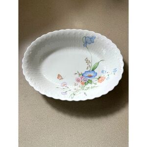 Mikasa Something Blue Bone China Vintage Scalloped Edge Oval Serving Bowl FLAW